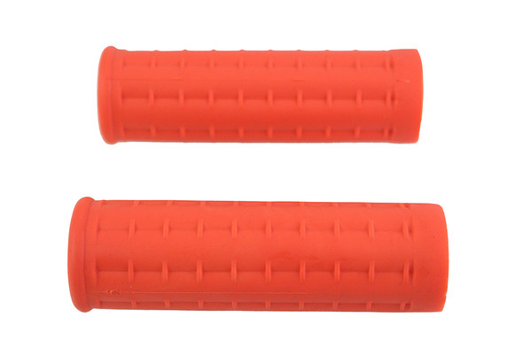 V-Twin - 28-0489 - Replica Waffle Handlebar Grip Set with Plug Hole Orange